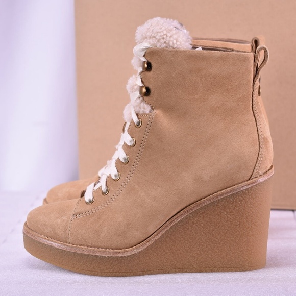 Women's UGG Kiernan Wedge Lace Up Booties Chestnut - Picture 3 of 5